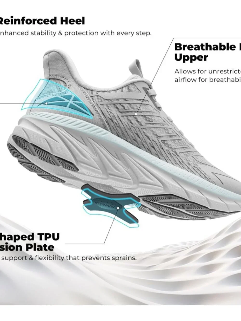 Women's Grey Slip On Walking Shoes Running Comfortable Breathable Sneakers
